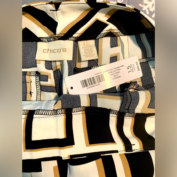 NWT - Chico’s Deco Square Print Wide Left Pants Size 1.5 Orig $99  Sell $40 - Picture 5 of 9